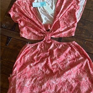 Shore Brand Summer Midi Coral Floral Dress Women’s XL NEW